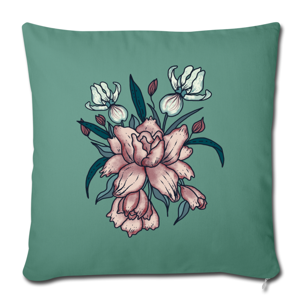 Sofakissen mit Füllung 44 x 44 cm - "Vintage-Orchideen" - Hinter dem Mond