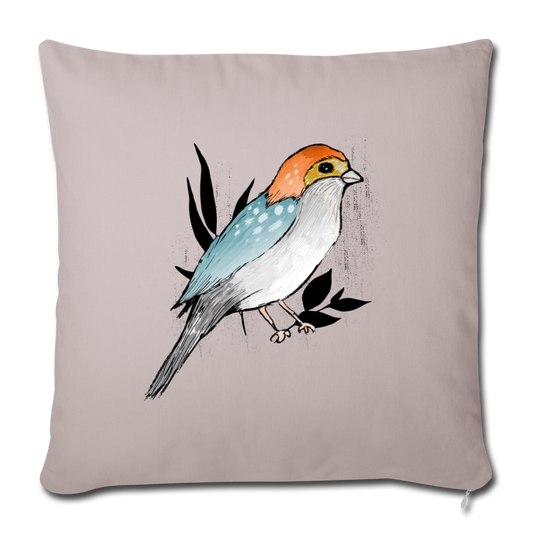 Sofakissen mit Füllung - "Vogel mit Tupfen" - helles Taupe
