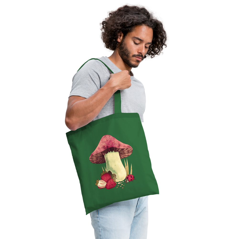 Stoffbeutel - "Cottagecore_Pilz und Erdbeeren" - Fichte