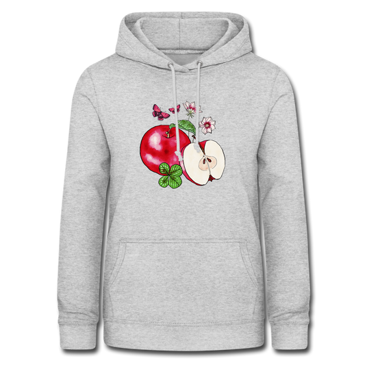 Frauen Hoodie - “Cottagecore Äpfel” - Hellgrau meliert