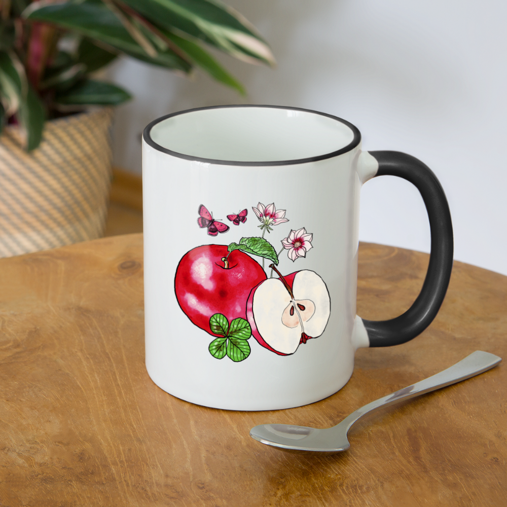 Tasse zweifarbig - “Cottagecore Äpfel” - Weiß/Schwarz