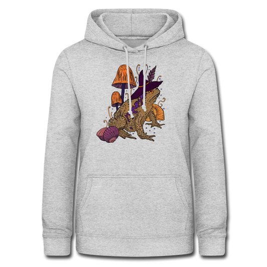 Frauen Hoodie - “Goblincore Kröte“ - Hellgrau meliert