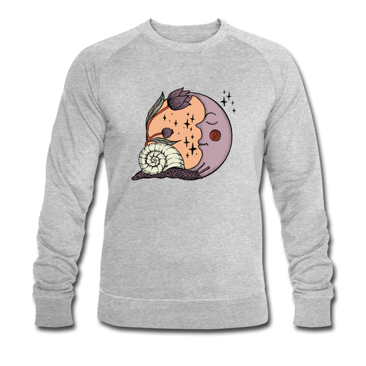 Männer Bio-Sweatshirt - “Cottagecore_Schnecke und Mond” - Grau meliert