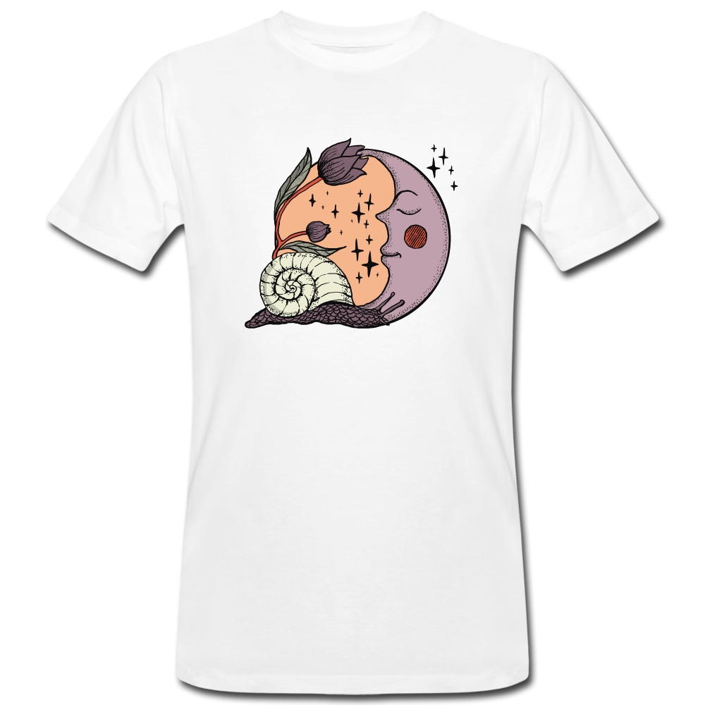 Männer Bio-T-Shirt - “Cottagecore_Schnecke und Mond” - Weiß
