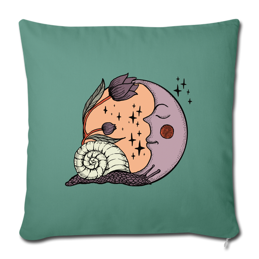 Sofakissenbezug 44 x 44 cm - “Cottagecore_Schnecke und Mond” - Tanngrün
