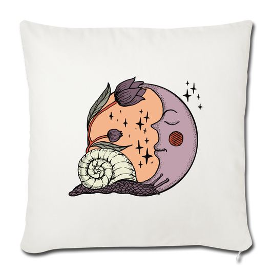Sofakissen mit Füllung 44 x 44 cm - “Cottagecore_Schnecke und Mond” - Naturweiß