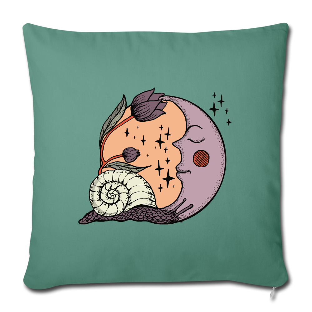 Sofakissen mit Füllung 44 x 44 cm - “Cottagecore_Schnecke und Mond” - Tanngrün