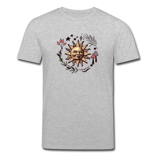Männer Bio-T-Shirt "“Cottagecore_Die Sonne lacht” - Grau meliert