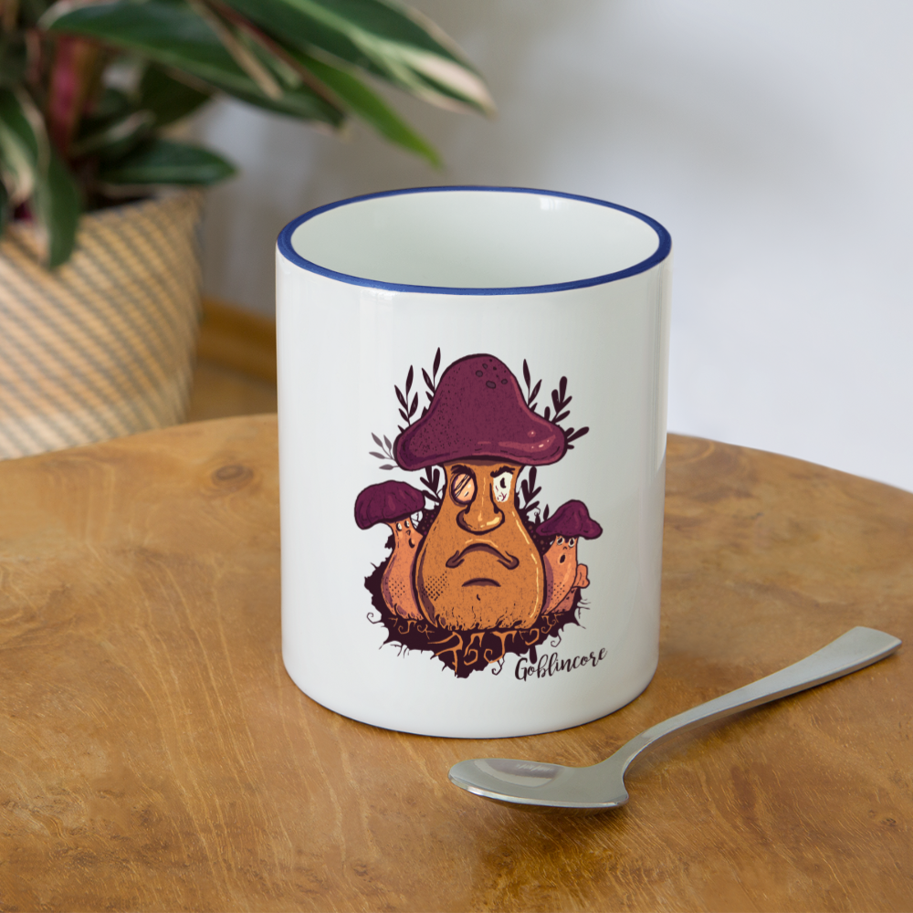 Tasse zweifarbig - “Goblincore_Grummelpilz” - Weiß/Kobaltblau