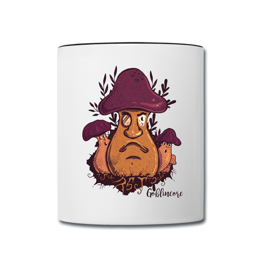Tasse zweifarbig - “Goblincore_Grummelpilz” - Weiß/Schwarz