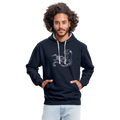 Kontrast-Hoodie - “Shaky Kraken” - Navy/Grau meliert