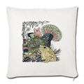 Sofakissen mit Füllung 44 x 44 cm - “Wimmelbild mit Frosch und Pilzen” - Naturweiß