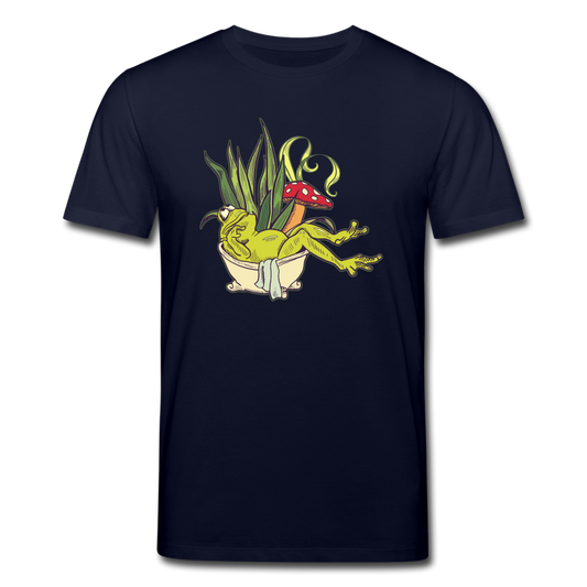 Männer Bio-T-Shirt - “Cottagecore_Frosch in der Wanne” - Navy