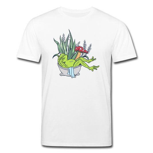 Männer Bio-T-Shirt - “Cottagecore_Frosch in der Badewanne” - Weiß