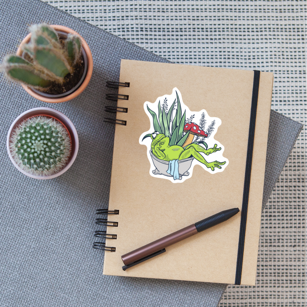 Sticker - “Cottagecore_Frosch in der Badewanne” - Mattweiß