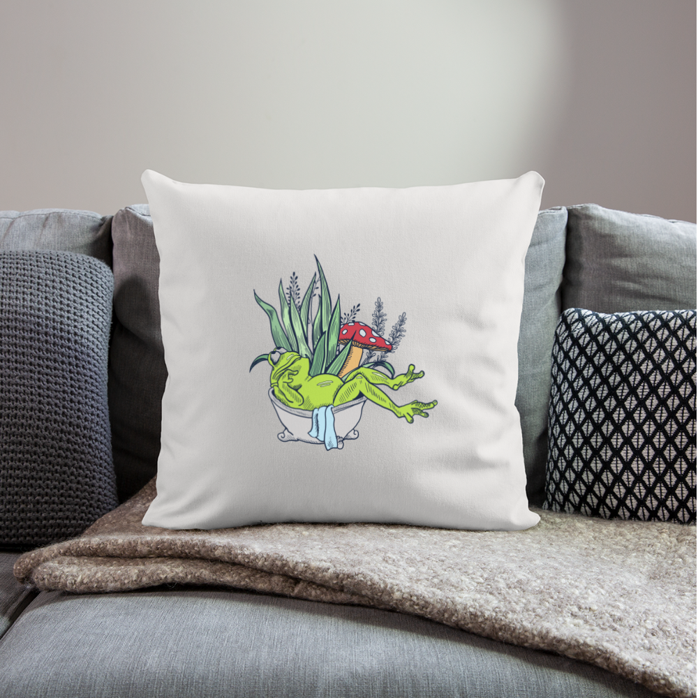 Sofakissenbezug 44 x 44 cm - “Cottagecore_Frosch in der Badewanne” - Naturweiß