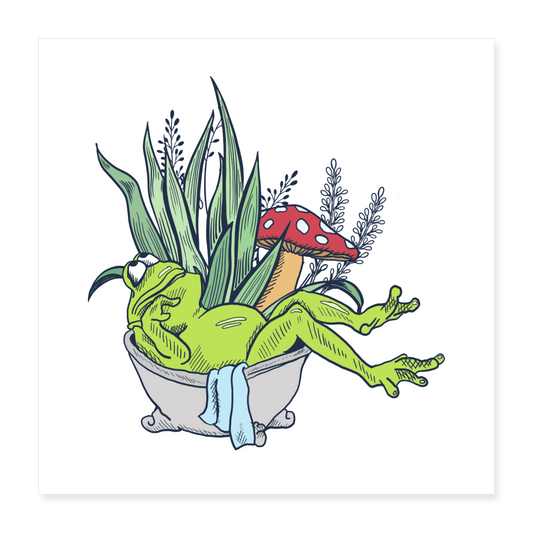 Poster L - “Cottagecore_Frosch in der Badewanne” - Weiß