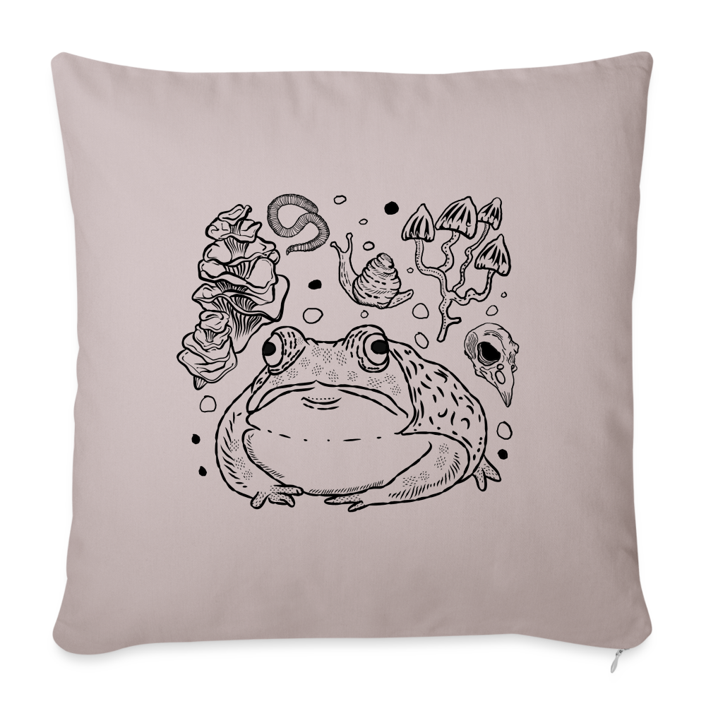 Sofakissenbezug 44 x 44 cm - “Goblincore Sammelsurium” - helles Taupe