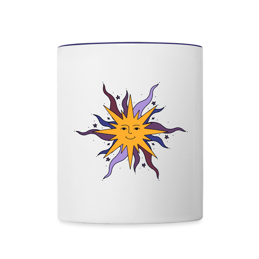 Tasse zweifarbig - “Warme Sonne” - Weiß/Kobaltblau