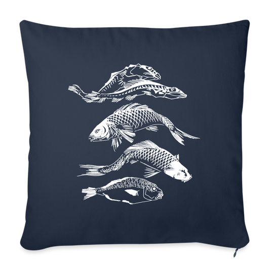 Sofakissen mit Füllung 44 x 44 cm - “Fischsilhouetten” - Navy
