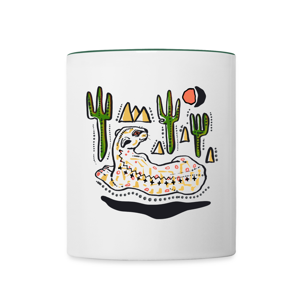 Tasse zweifarbig - “Folkart Jaguar” - Weiß/Dunkelgrün
