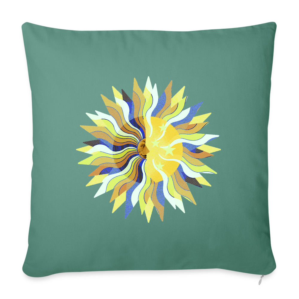 Sofakissen mit Füllung 44 x 44 cm - "Sonne und Mond" - Tanngrün