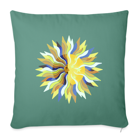 Sofakissen mit Füllung 44 x 44 cm - "Sonne und Mond" - Tanngrün