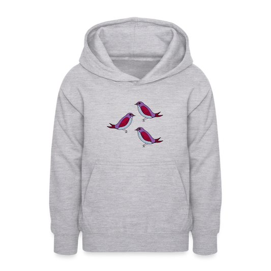Teenager Hoodie - Drei Amseln - Hellgrau meliert