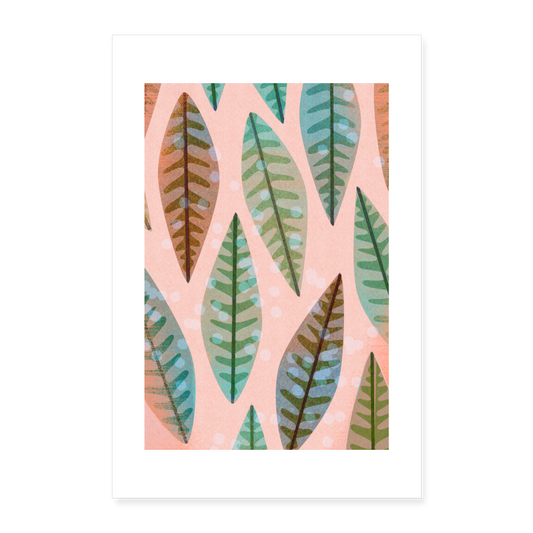 Poster 40x60 cm "Tropische Blätter" - weiß