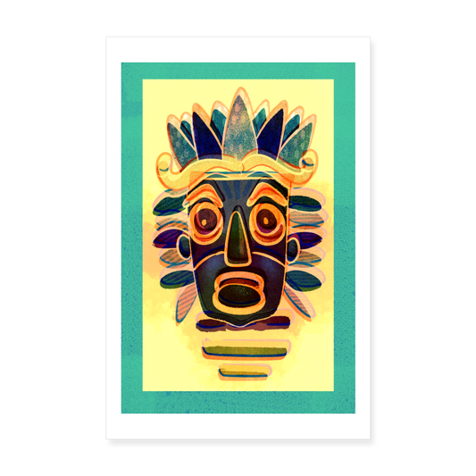 Poster 20x30 cm "Riso Print Maske Türkis" - weiß