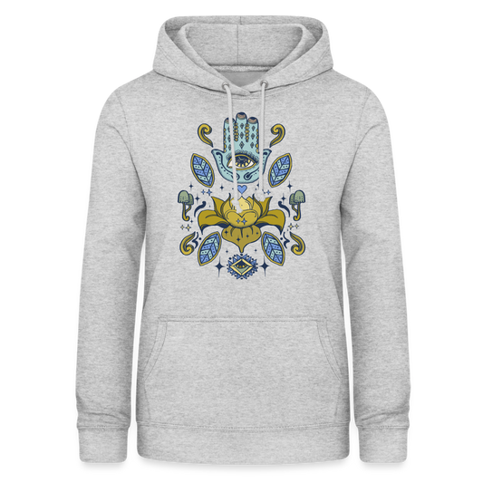 Frauen Hoodie - "Fatimas Lotos" - Hellgrau meliert