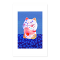 Poster 40x60 cm - "“Japanische Glückskatze” - weiß