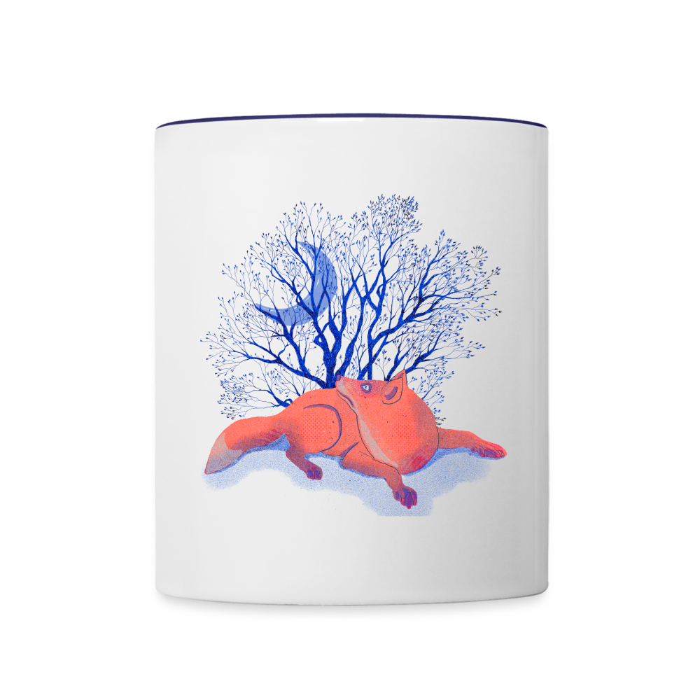 Tasse zweifarbig - “Monsieur Fuchs und der Mond” - Weiß/Kobaltblau