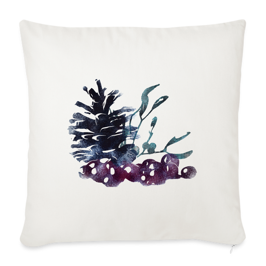 Sofakissen mit Füllung 44 x 44 cm - "Winterpflanzen" - Naturweiß