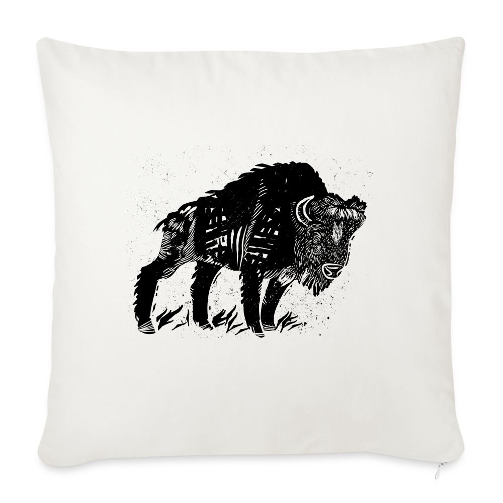 Sofakissenbezug 44 x 44 cm - “Wilder Bison” - Naturweiß