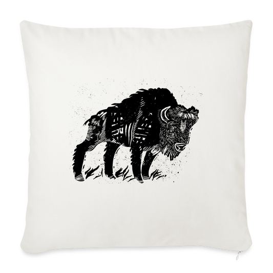 Sofakissenbezug 44 x 44 cm - “Wilder Bison” - Naturweiß