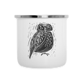 Emaille-Tasse - "Graue Eule" - weiß