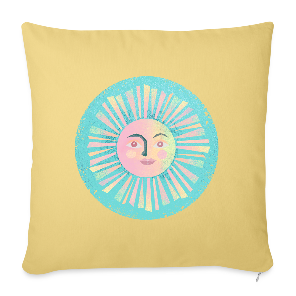 Sofakissenbezug 44 x 44 cm - “Vintage-Sonne” - Hellgelb