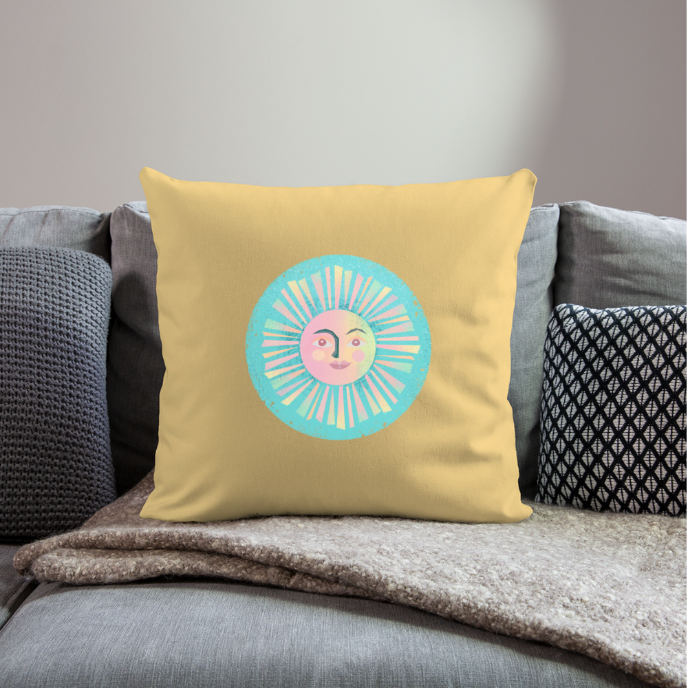 Sofakissen mit Füllung 44 x 44 cm - “Vintage-Sonne” - Hellgelb