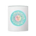 Tasse zweifarbig - “Vintage-Sonne” - Weiß/Dunkelgrün
