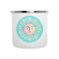 Emaille-Tasse - “Vintage-Sonne” - weiß
