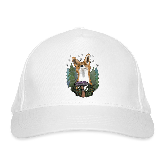 Bio-Baseballkappe - Glücklicher Fuchs - weiß