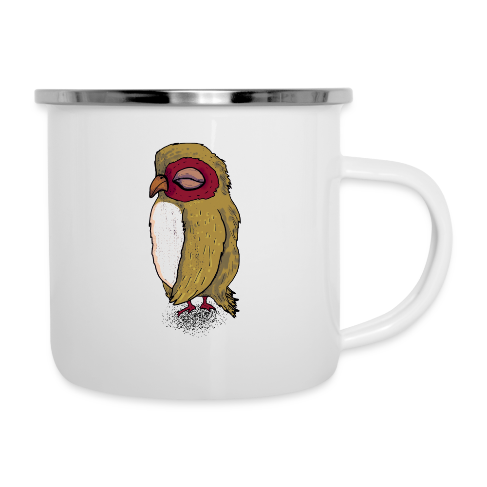 Emaille-Tasse - Kleine braune Eule - weiß