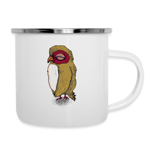 Emaille-Tasse - Kleine braune Eule - weiß