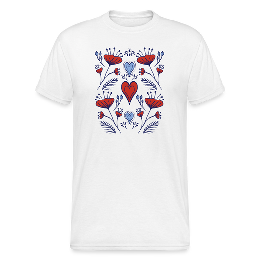 Männer Gildan Heavy T-Shirt - "Folklore Mohn" - weiß