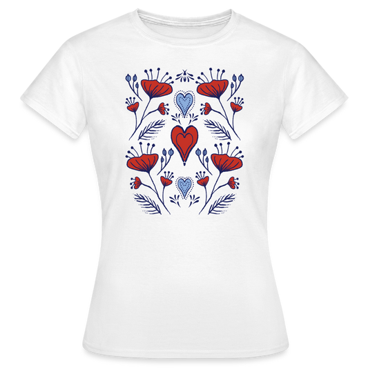 Frauen T-Shirt - "Folklore Mohn" - weiß